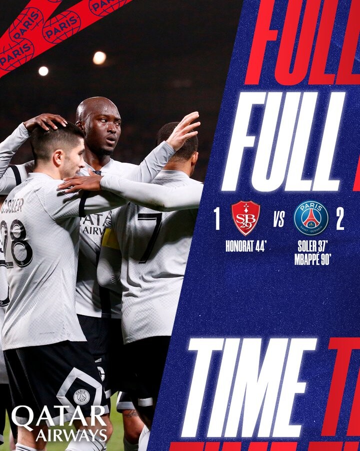 Brest 1-2 PSG: Mbappe’s 90th minute winner rescue Parisians